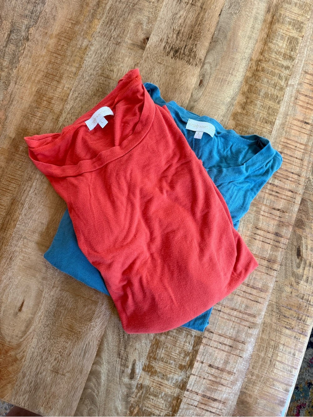 Simply Southern Ruched Side 3/4 Sleeve Tunic Tops Bundle Size Large orange teal